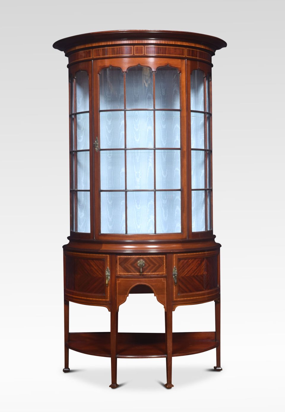 Mahogany Sheraton revival bowed display cabinet