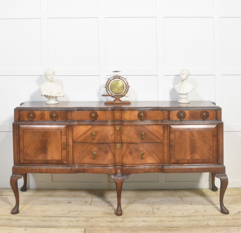 Walnut crossbanded Queen Ann sideboard