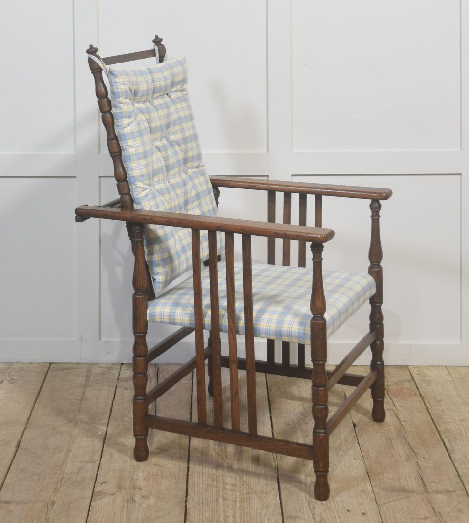 Adjustable Reclining Upholstered Oak Armchair