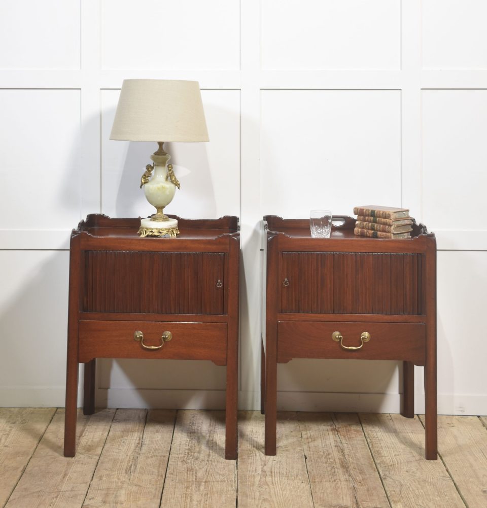 Pair of Mahogany Tray Top Bedside Cabinets
