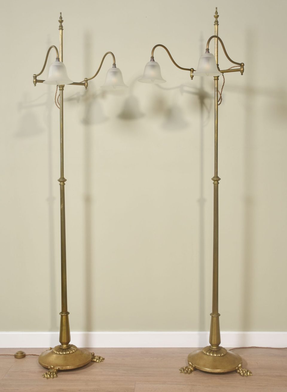 Pair of brass ajustable reading lamps