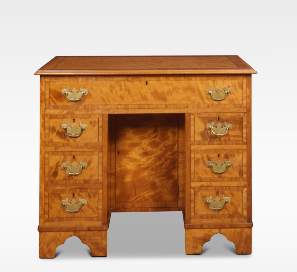 George III style satinwood kneehole desk