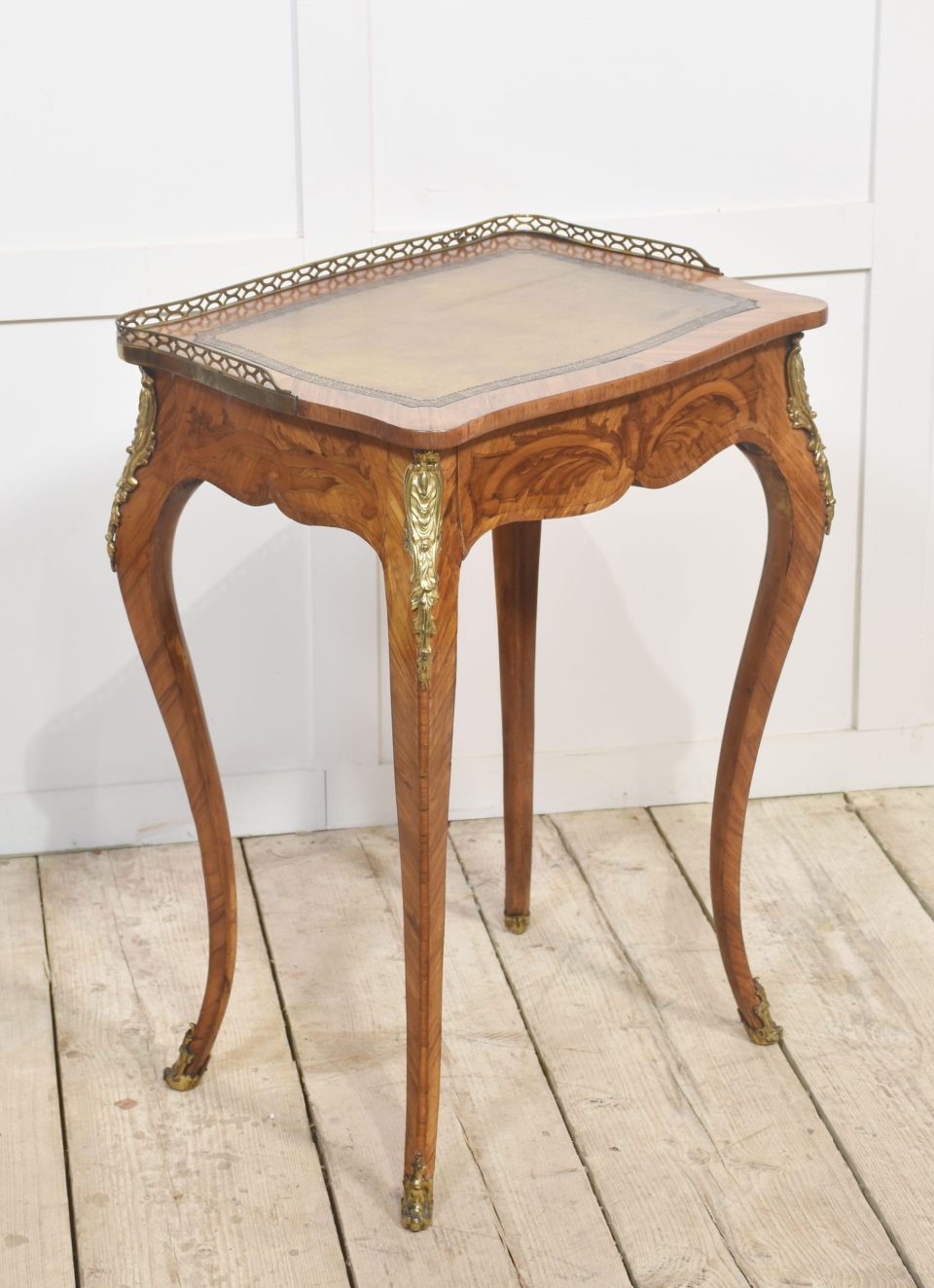 French gilt-metal mounted marquetry and kingwood side table