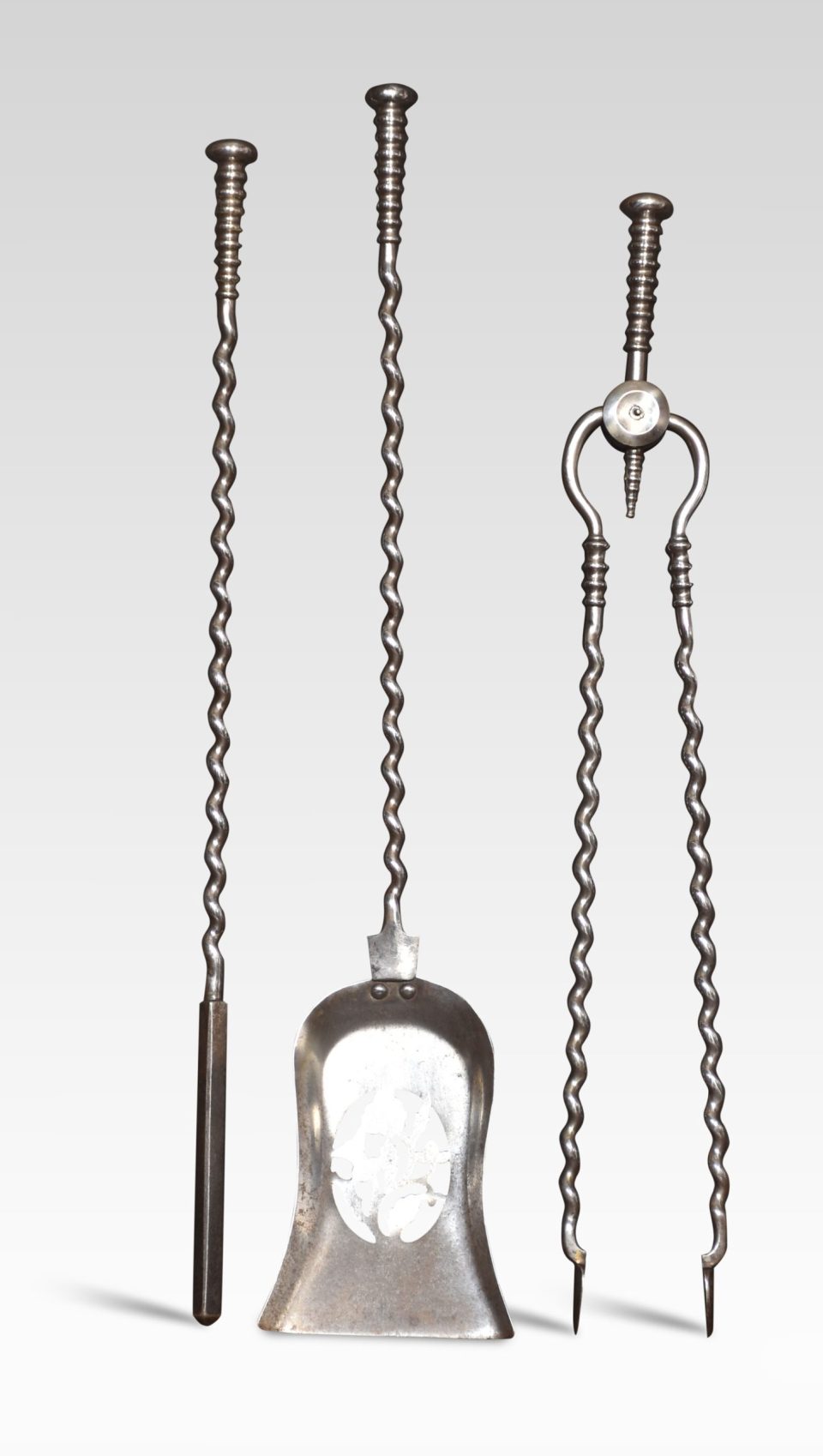 Polished steel Triple companion fire tool set