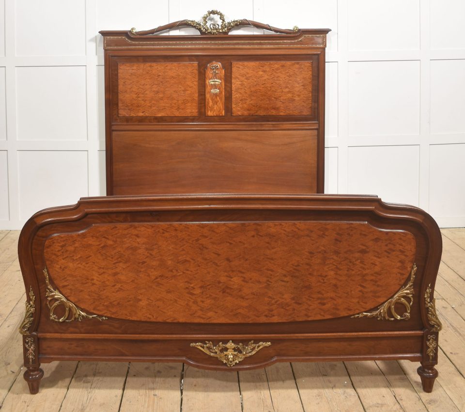 Fine Louis XVI Style Mahogany and Parquetry Double Bed