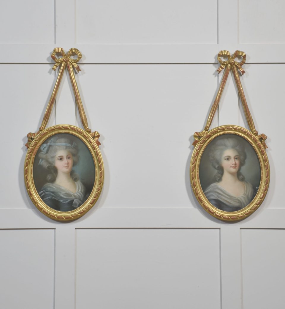 Refined Pair of 19th-Century French Pastel Portraits in Louis XVI-Style Frames