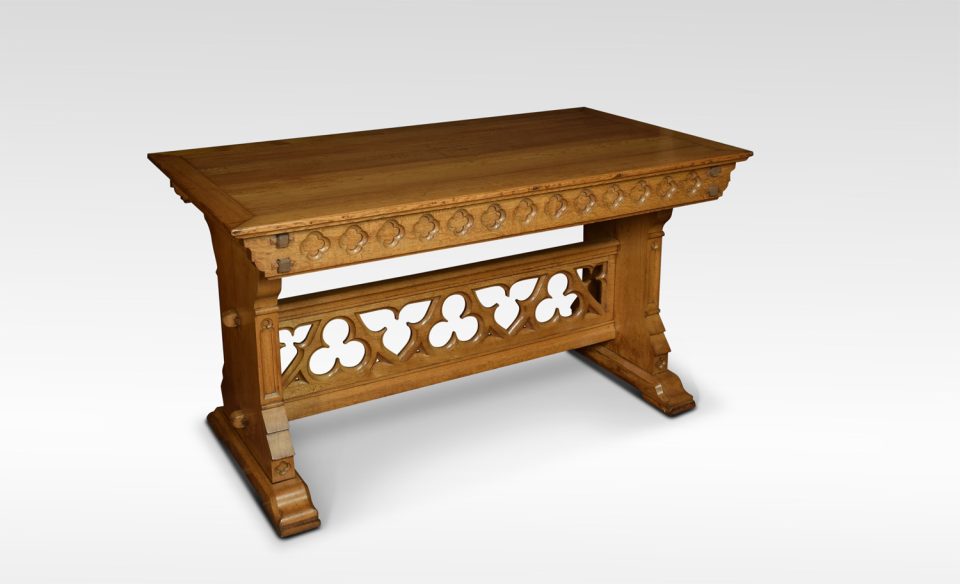 Substantial Gothic oak alter table