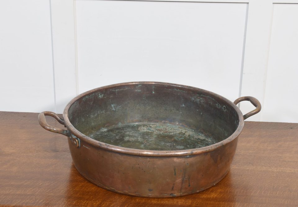 19th century two-handled copper preserve pan