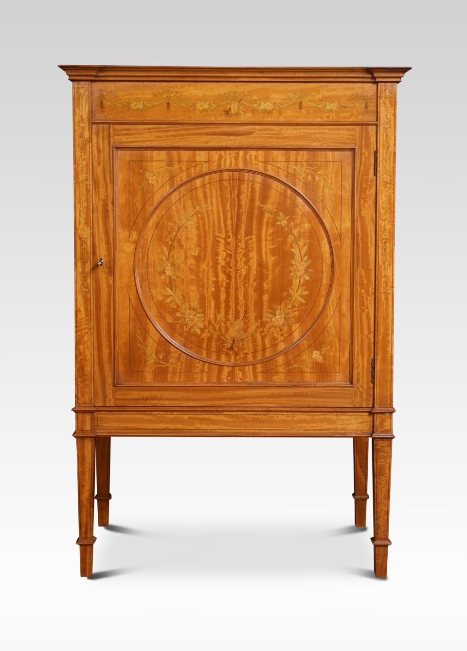 Satinwood Sheraton revival inlaid side cabinet