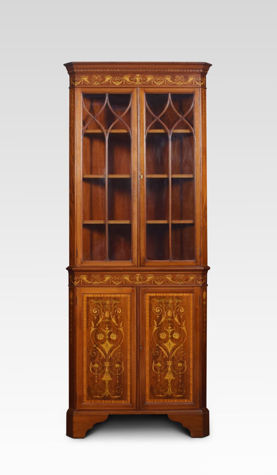 Mahogany inlaid corner cabinet