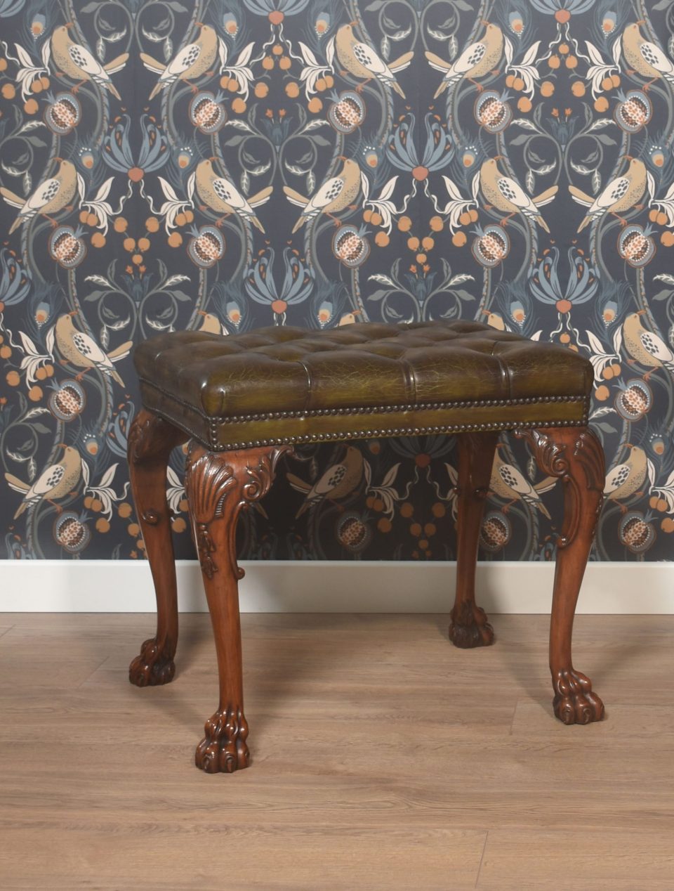 Leather upholstered stool
