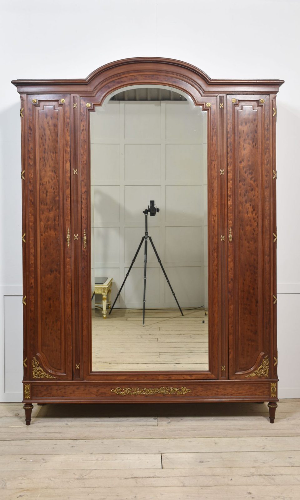 19th Century French Louis XVI Mahogany and Gilt Bronze wardrobe