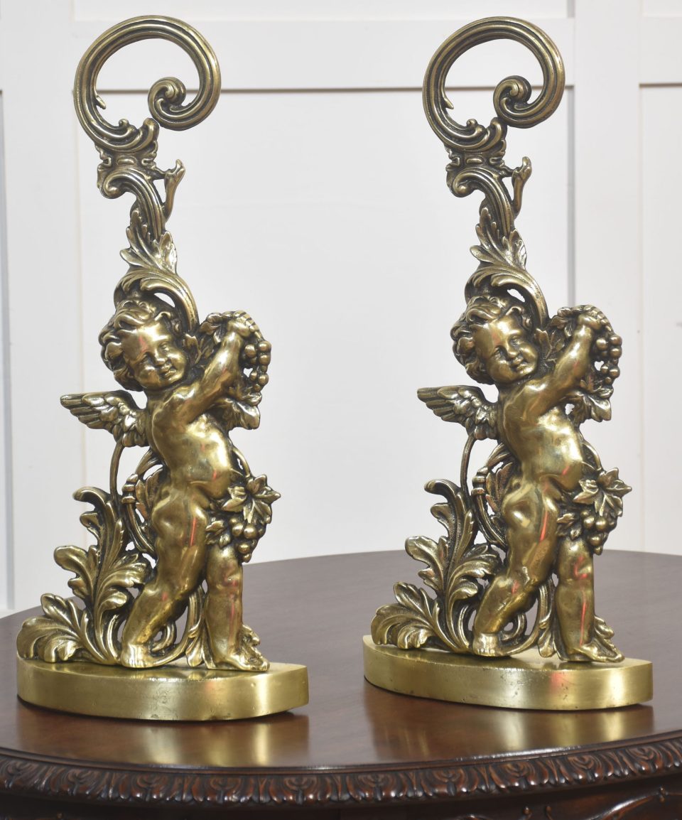 Pair of Brass Putti Door Stops