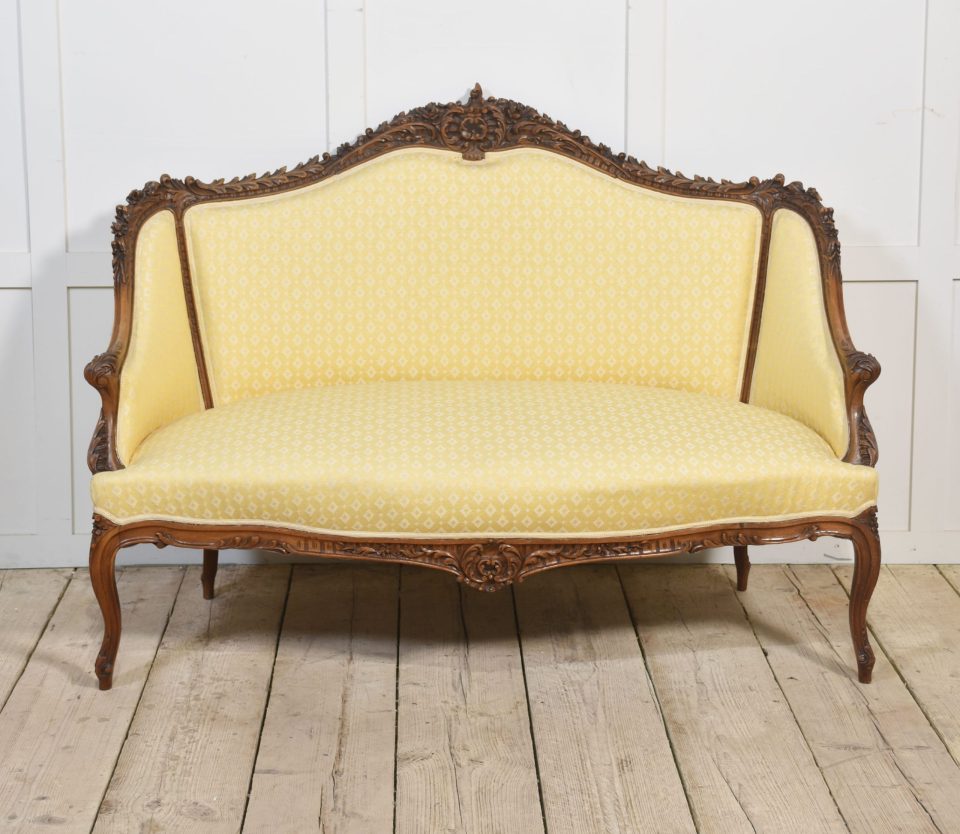 Walnut framed two-seater settee