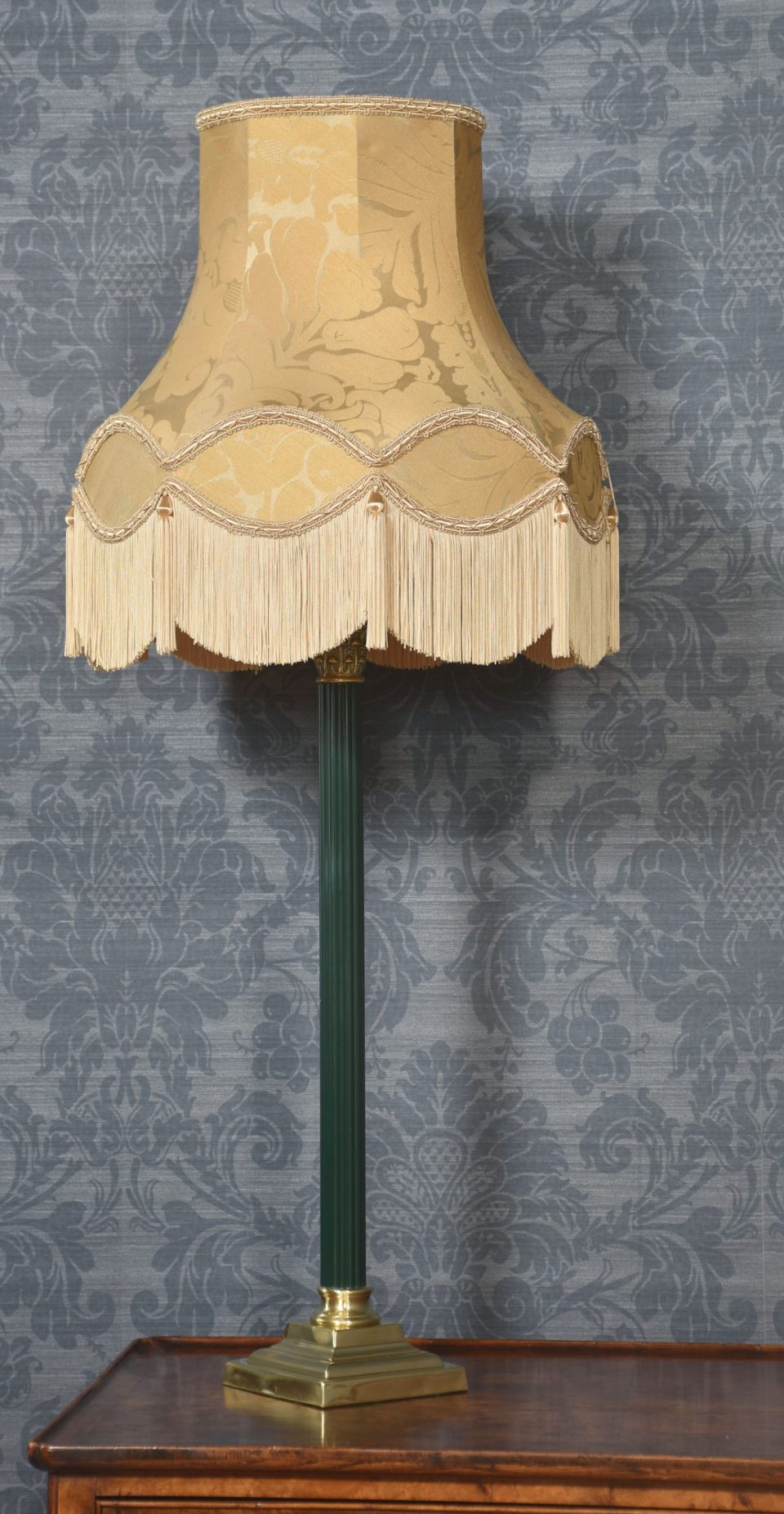 Tall brass corinthian column table lamp