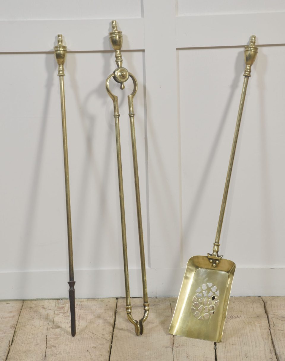 Brass triple companion fire tool set