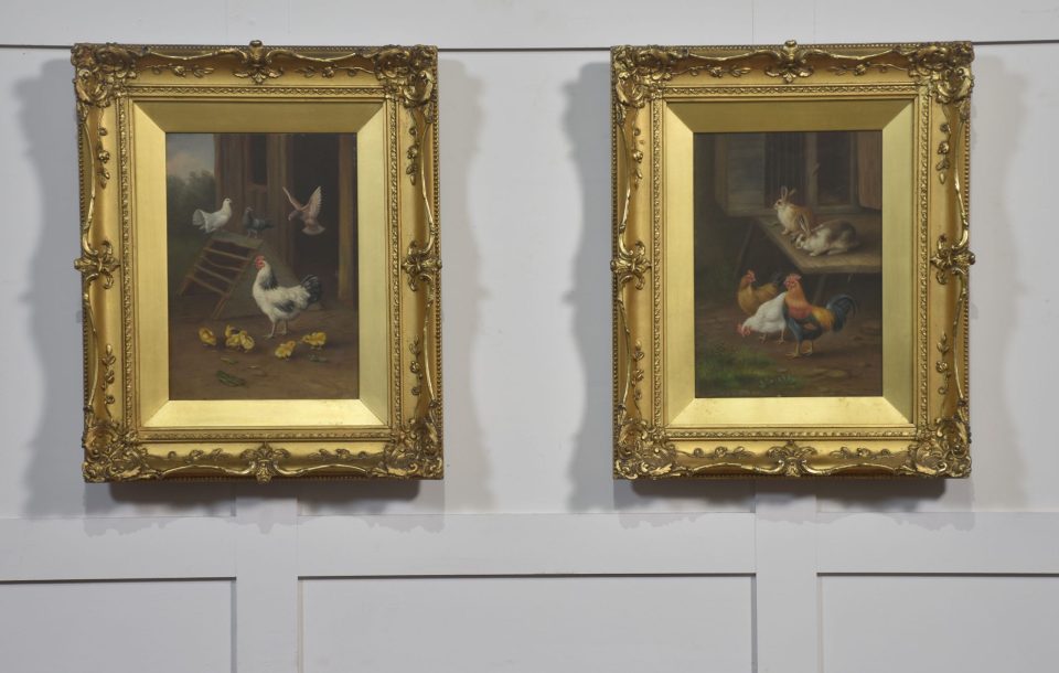 Pair of Farmyard Scenes, in the Style of Edgar Hunt