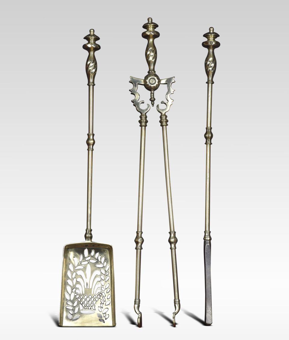 Brass triple companion fire tool set