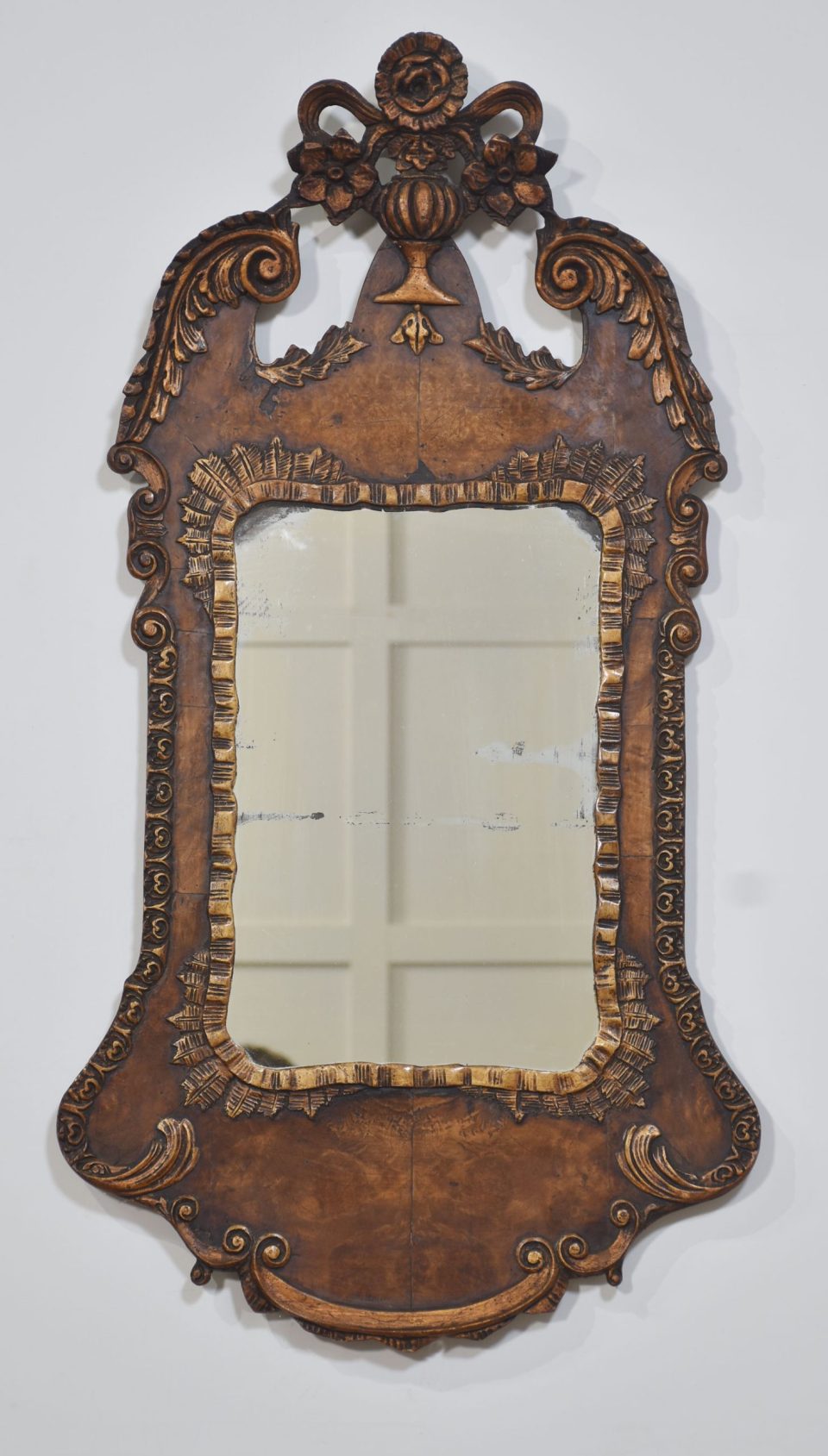 George II style walnut wall mirror