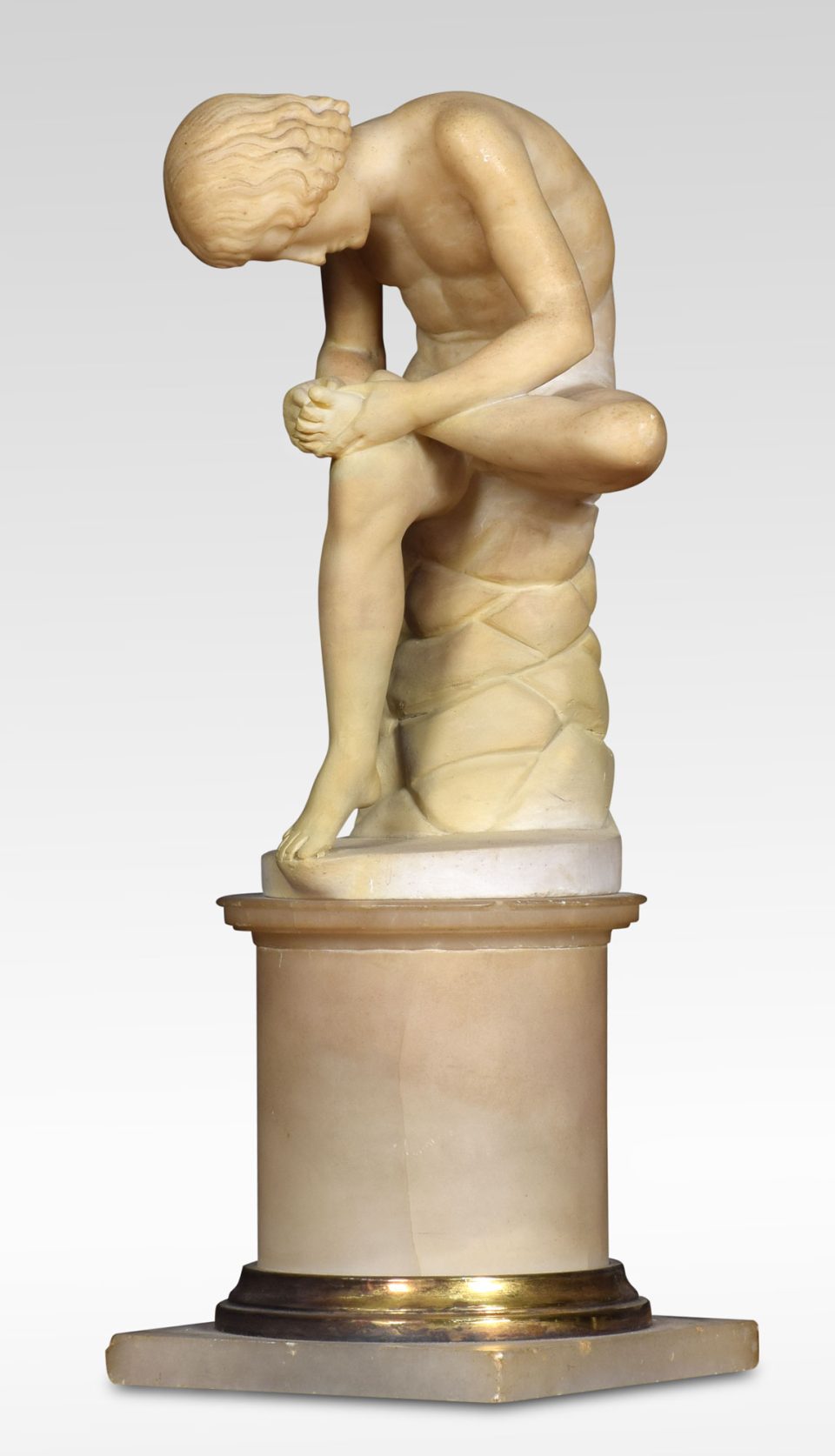 Alabaster figure Spinario (Boy pulling a Thorn out of his Foot)