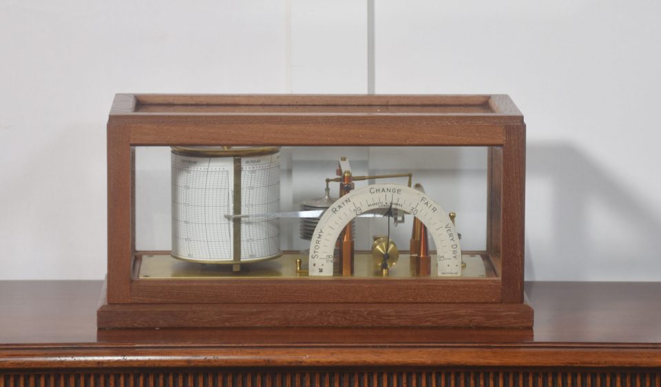 Mahogany cased barograph and barometer by Negretti & Zambra