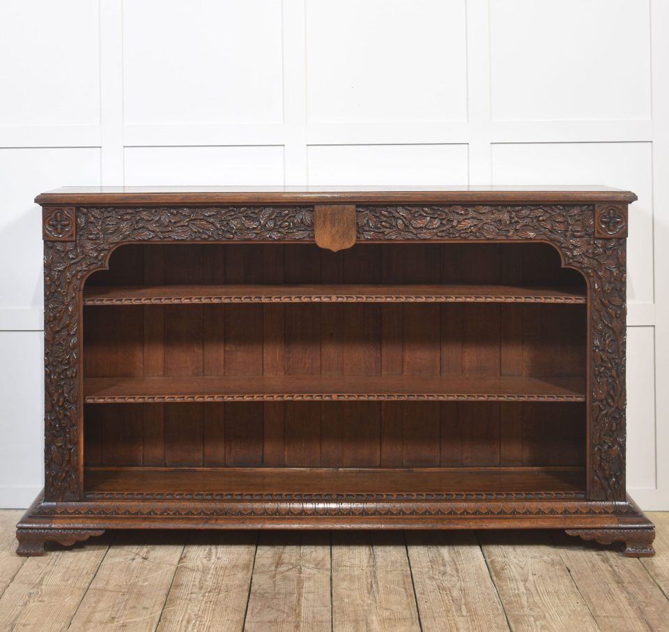 Carved Oak Open Bookcase