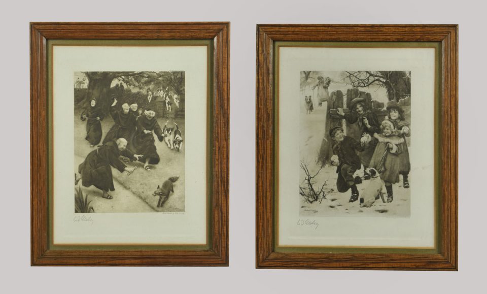 Two Victorian monotone prints by Arthur J. Elsley