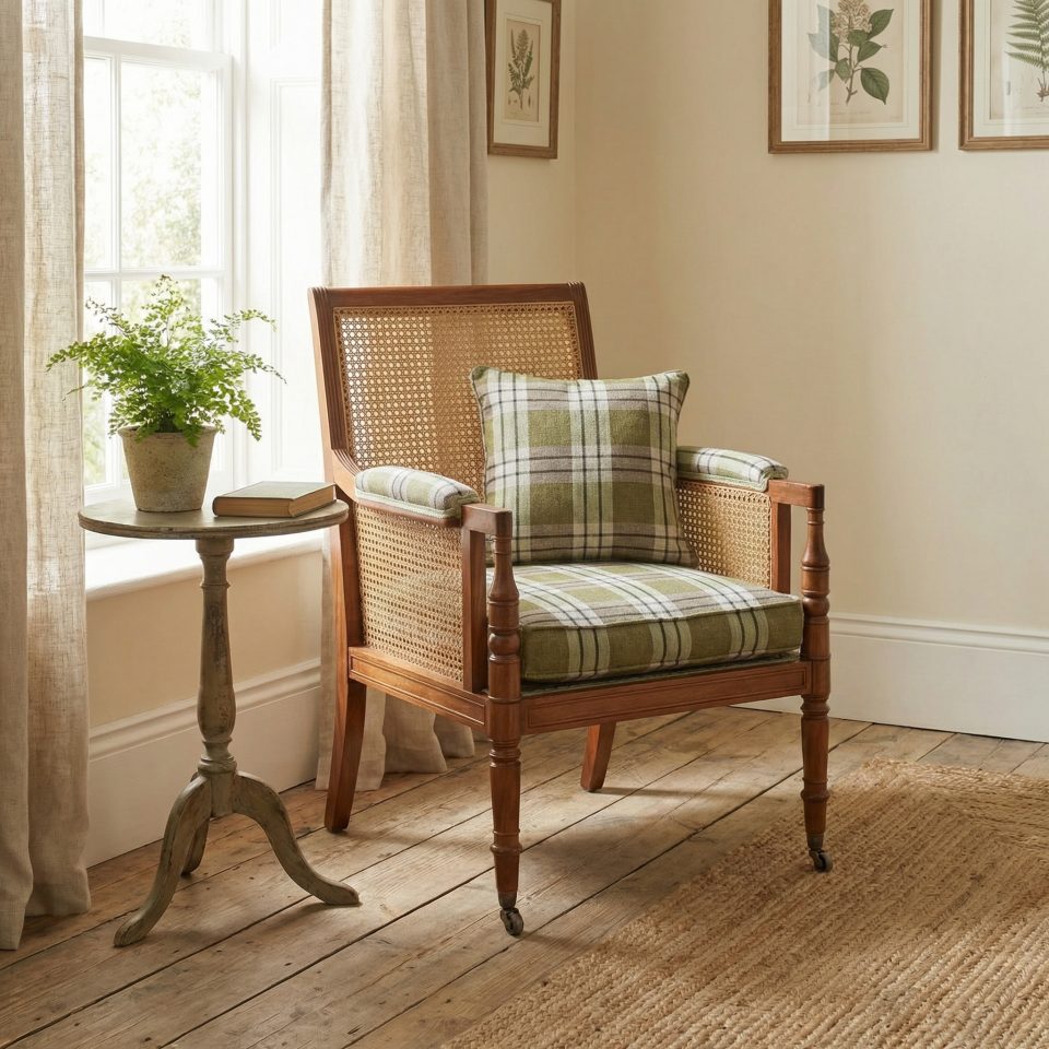 Distinguished mahogany bergère armchair
