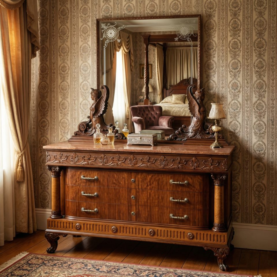Impressive 19th-Century Mahogany Dressing Chest