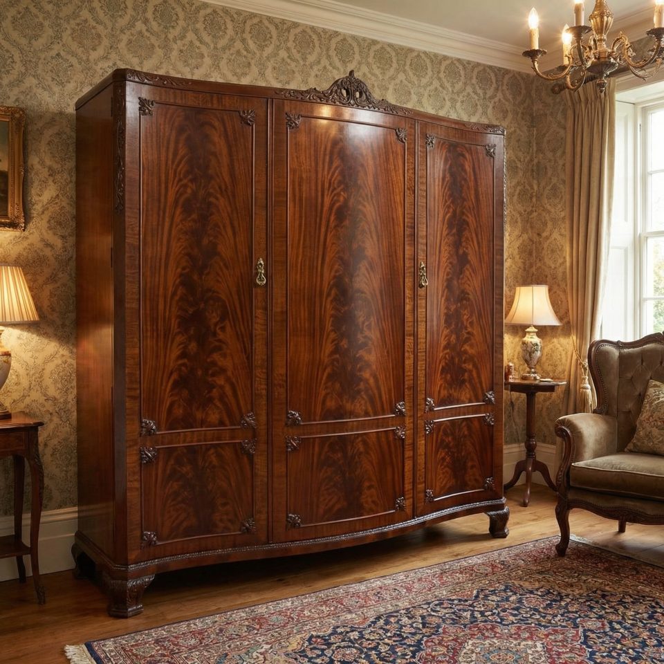 Mahogany Three Door Compactum Wardrobe