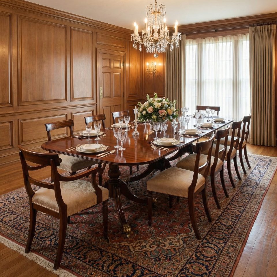 Mahogany triple pedestal dining table