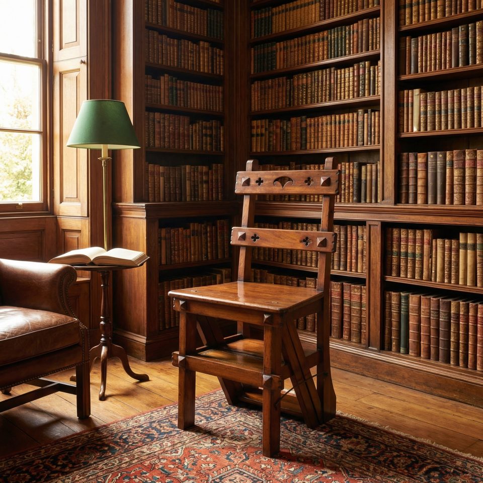 Antique Walnut Metamorphic Library Chair
