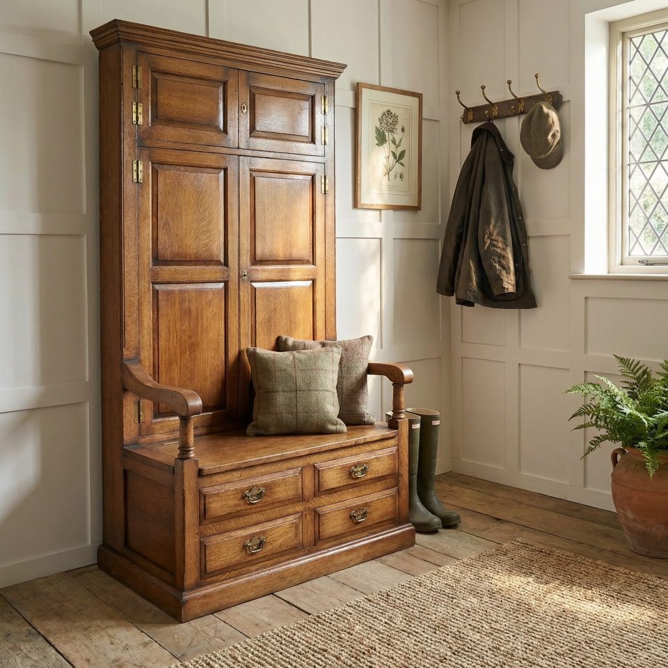 Oak Hall Seat Cupboard