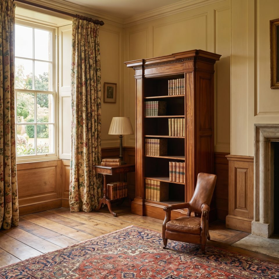 Satinwood open bookcase