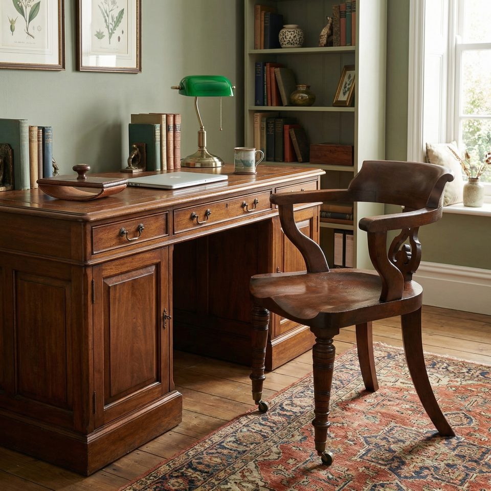 Antique Walnut Desk Armchair