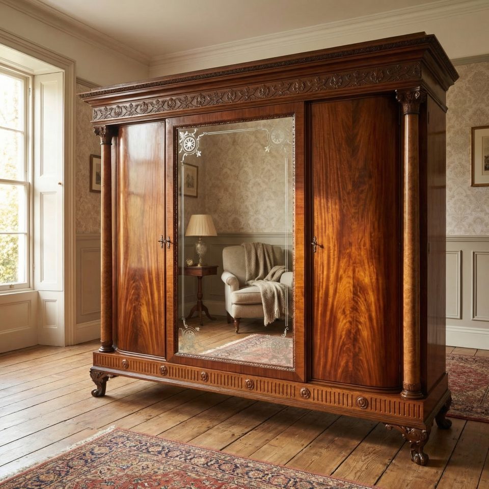 Magnificent Antique Four-Door Mahogany Wardrobe