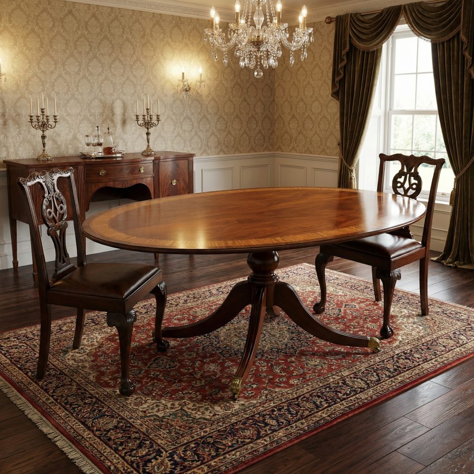 Fine Regency Style Oval Mahogany Dining Table