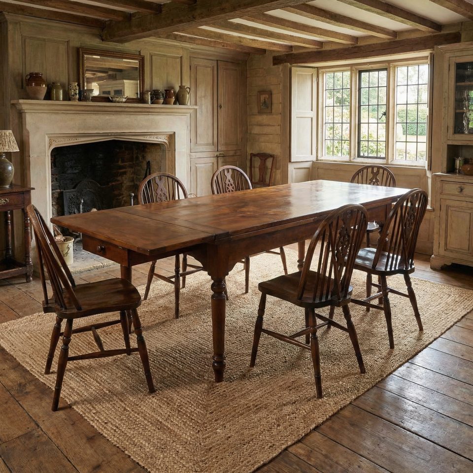 Large fruitwood farmhouse table