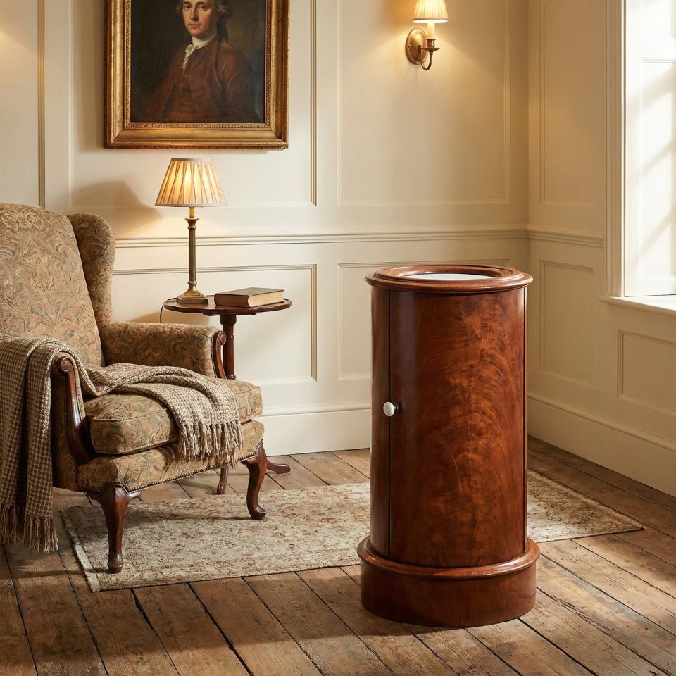 Early Victorian Flame Mahogany Circular Bedside Cabinet