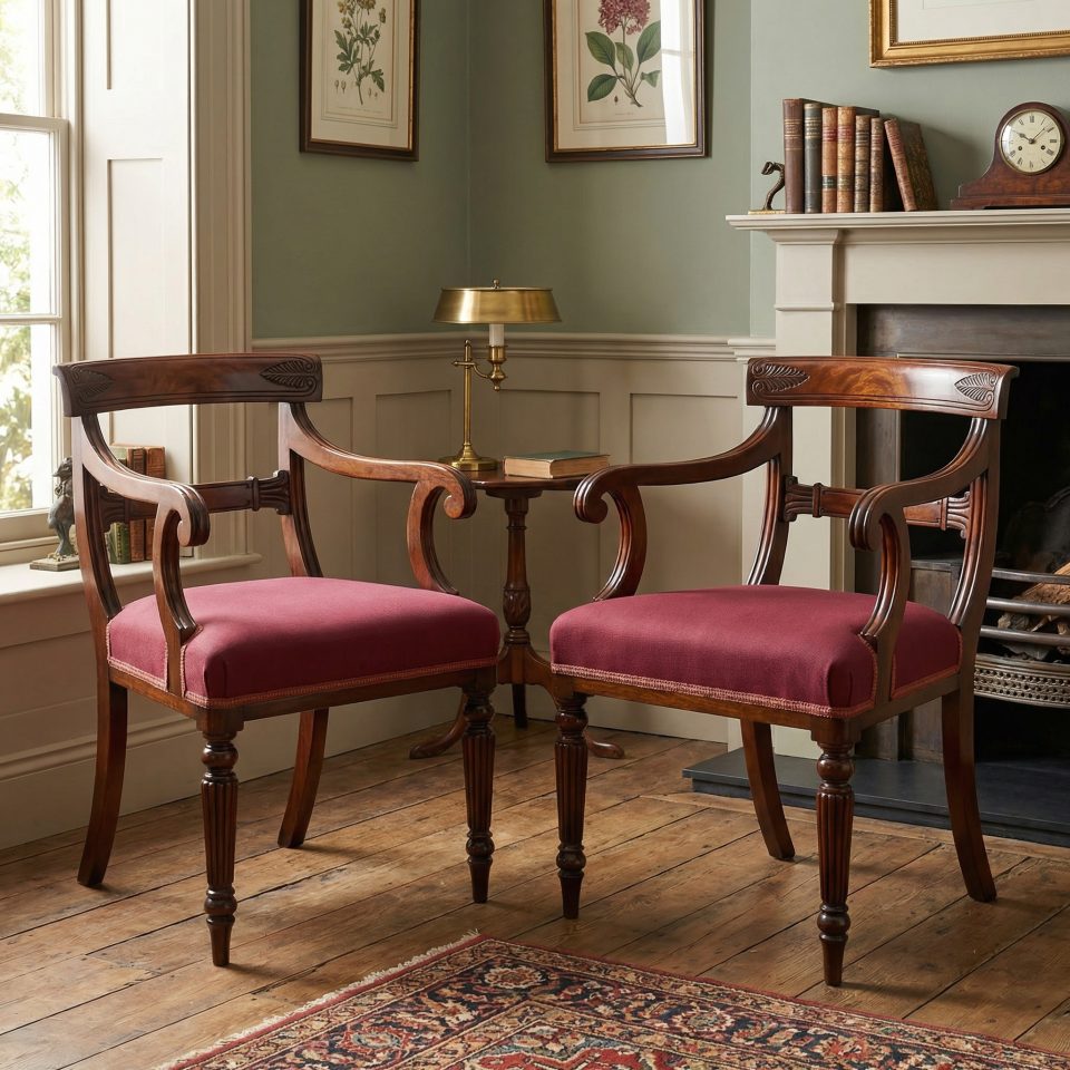 A Pair of George IV Mahogany Armchairs