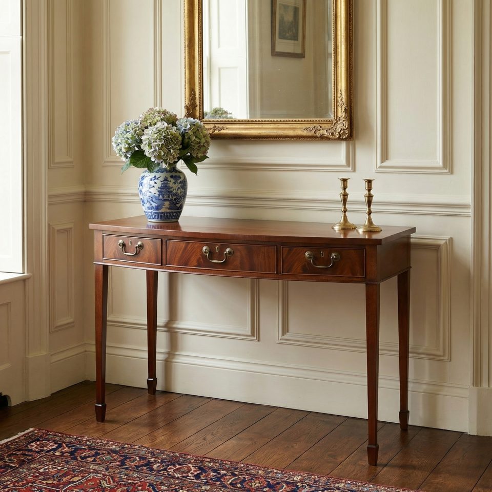 Georgian Style Mahogany Three-Drawer Console Table