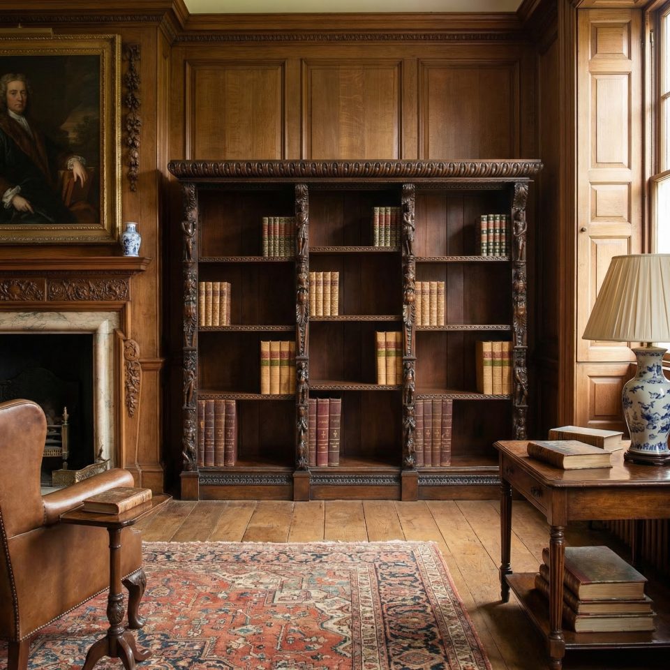 Late 19th Century Carved Oak Renaissance Revival Open Bookcase